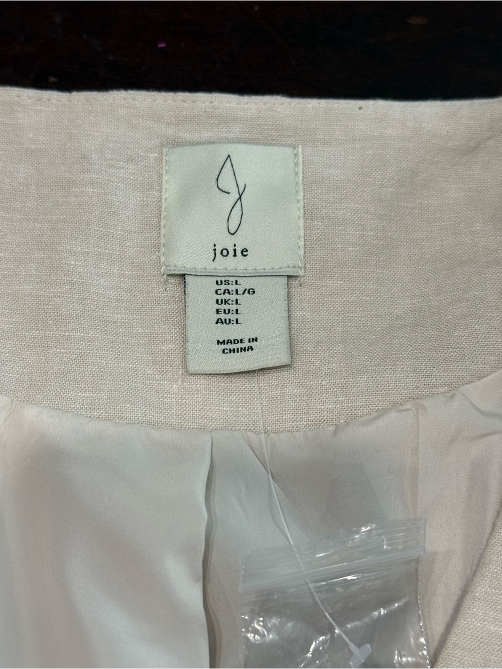 Joie Women’s Blazer Jacket Size L Beige Linen Blend Lightweight 1-Button NWT - Picture 4 of 8
